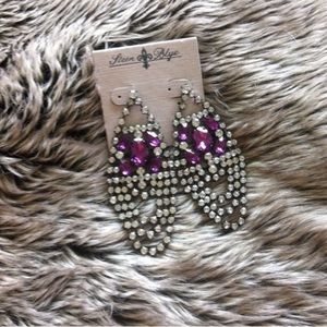 Stein Blye purple white crystal rhinestone earrings